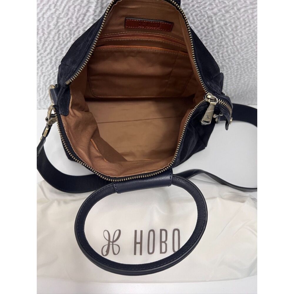 Hobo Sheila Medium Satchel in Navy Suede - Picture 5 of 7